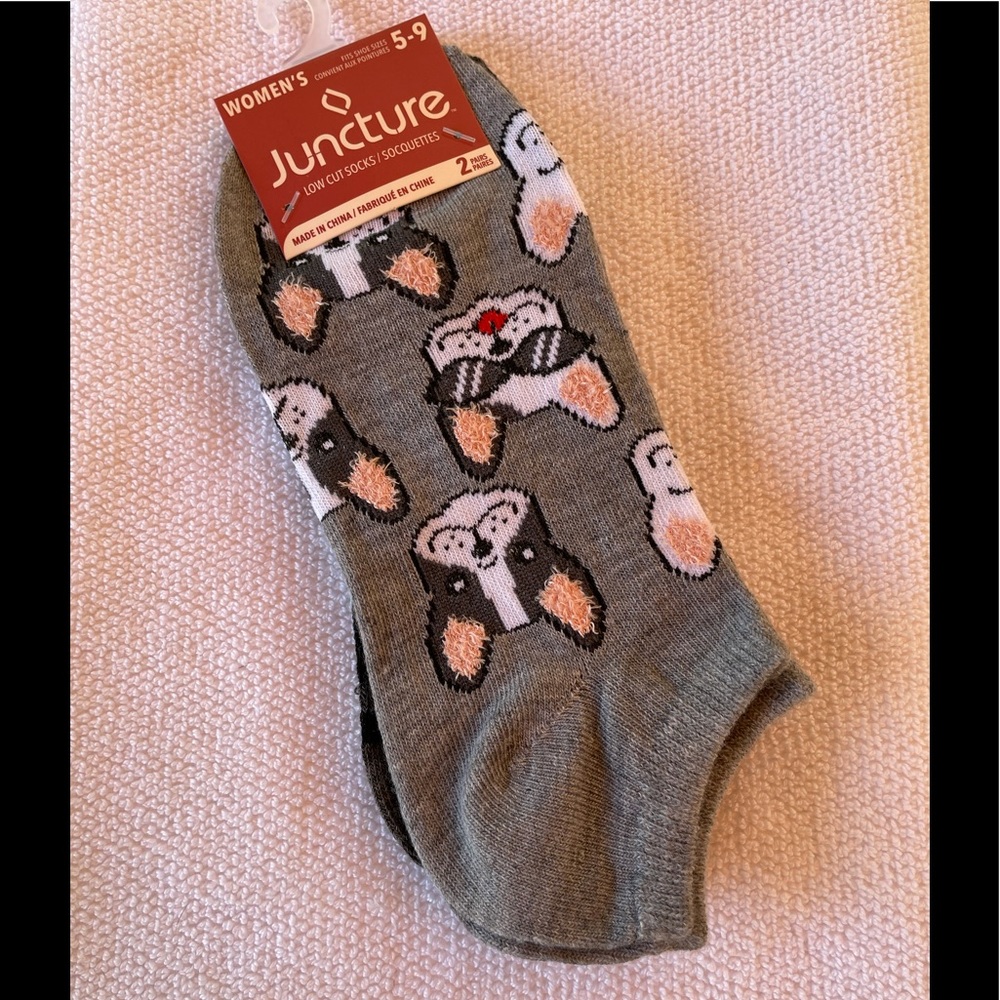 Socks. 2 Pairs. One Dog Print, One Stripe. Size 5-9. NWT